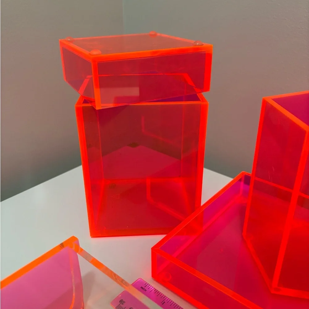 Neon Pink and Orange Acrylic Organizer Set - Picture 4 of 6